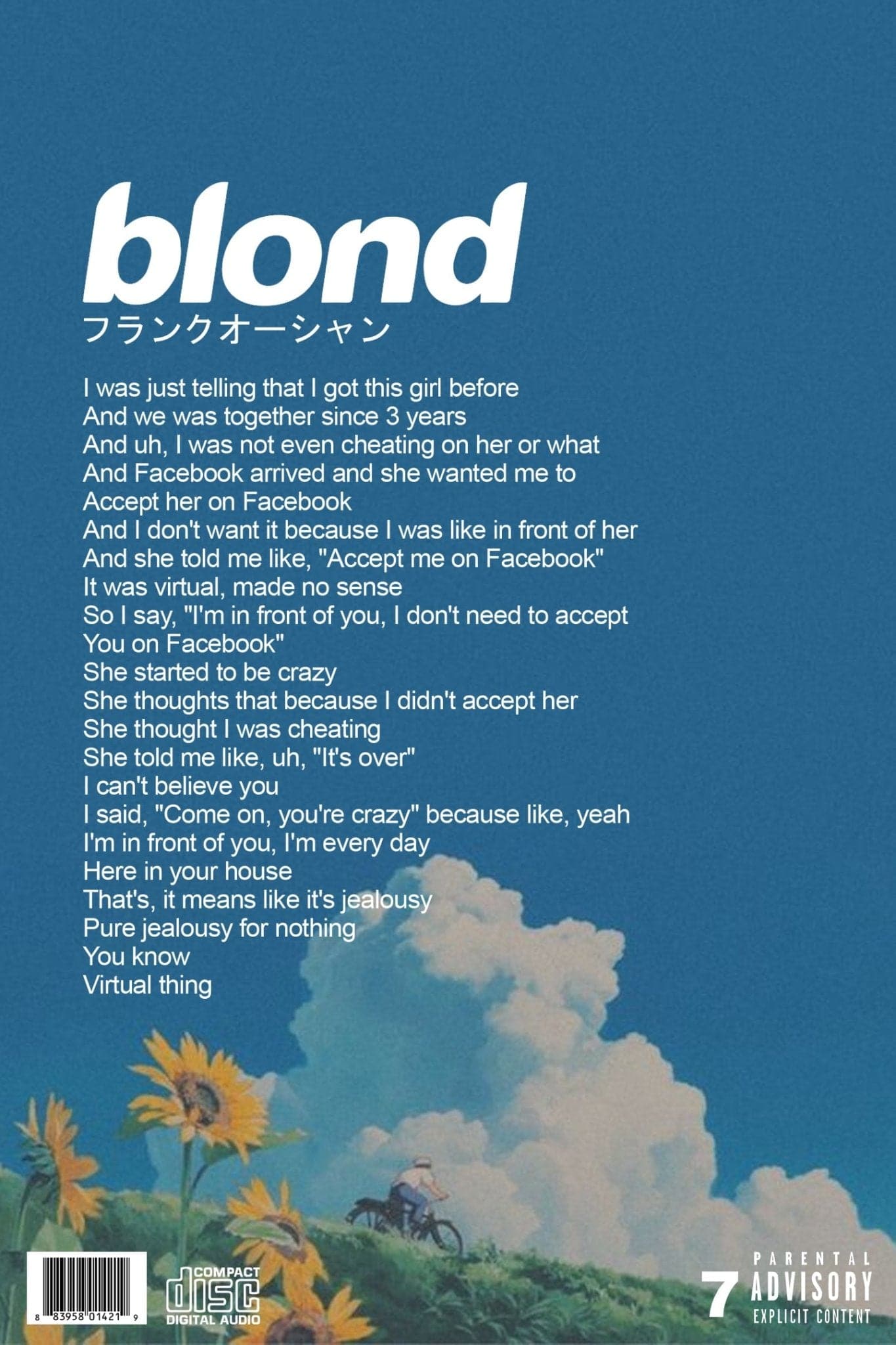 Frank Ocean 'Blonde' Album Cover Poster – Posters Plug