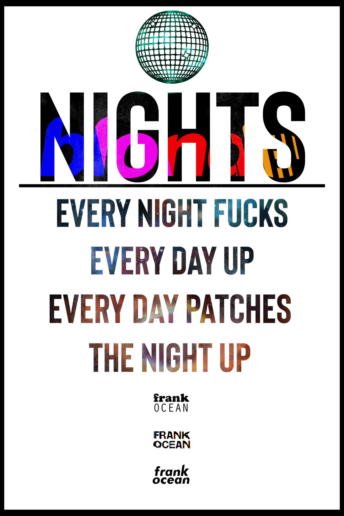 Frank Ocean 'NIGHTS' Quote Poster - Posters Plug